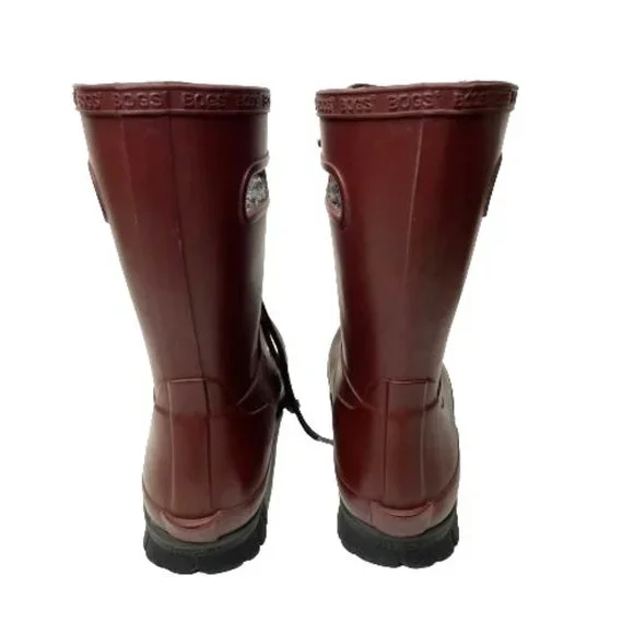 Bogs Women's Burgundy Red Amanda II Lace Insulated Waterproof Rain Boots Size 7 - Picture 6 of 9
